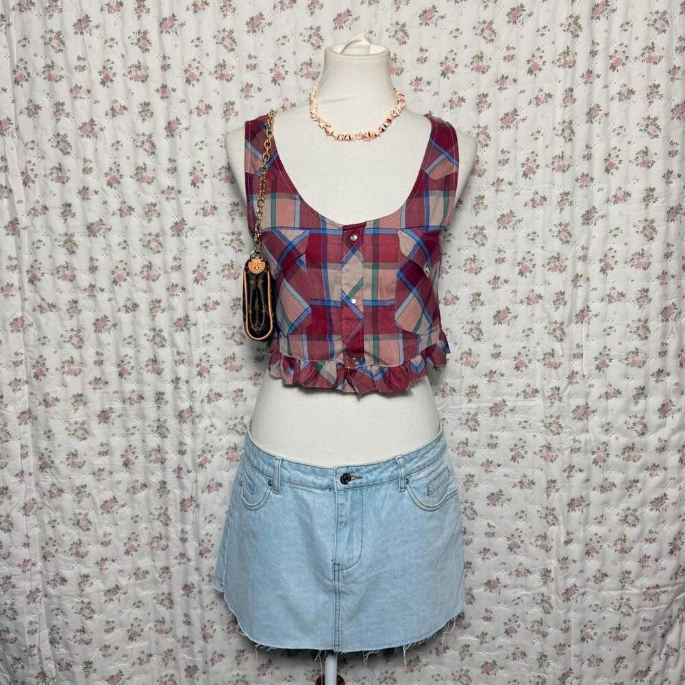 NWT Furst of a Kind Vintage Reworked Button Up Vest Top Women’s S